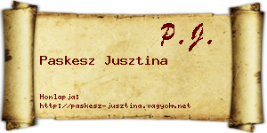 Paskesz Jusztina névjegykártya